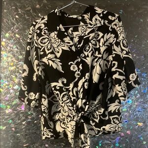 Floral Black and White Women's Top